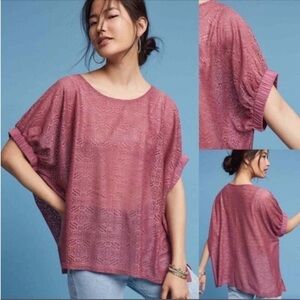 Anthropologie Akemi + Kin Bratton Lace Mauve Oversized Top Size XS/S